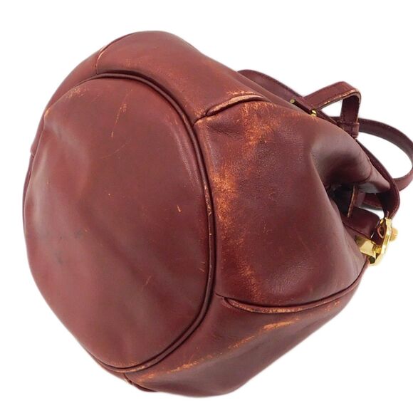 Cartier (Authentic) Must de Seau Bordeaux Red Leather Drawstring Bucket Bag, VTG - Picture 5 of 10